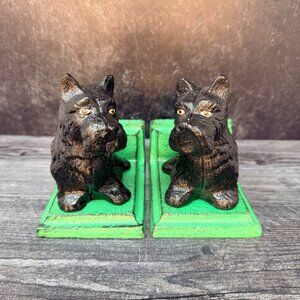 Cast Iron Black Scotty Dog Bookends Vintage Style Scottish Terrier MCM Heavy